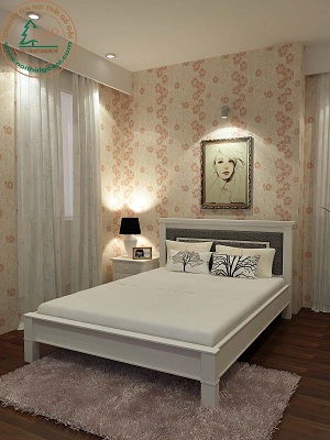 Phòng ngủ gỗ sồi sơn trắng